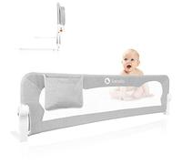 lionelo Eva Barrera para la Cama 150 x 42, Barandilla de Cama Portátil, Cinturones, de Seguridad Bloqueo, Compacta, Malla Transpirable, Plegado 180 Grados, Montaje Sencillo (Gris)