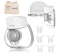 LIONELO Fidi Free Lumi - Extractor de leche eléctrico manos libres, 2 modos, 9 niveles, masaje, bombeo, pantalla, 6 tamaños de embudo, discreto, accesorio