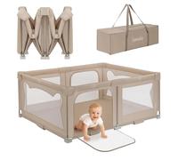Lionelo Florence Easy Fold - Parque infantil/corralito plegable para bebé 150×180×75 cm, 0-48 meses, fácil plegado, 2 entradas con cremallera, malla transpirable, portátil con bolsa de viaje