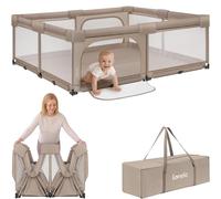 Lionelo Florence XL Easy Fold Parque Infantil Bebé Plegable, Corralito Bebé XL con Rejilla Transpirable, sin Montaje, 2 Entradas con Cremallera, Bordes Acolchados y Fácil de Limpiar, 180 x 200 cm