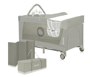 lionelo Flower Camita de Viaje 4 en 1 65 x 125 x 76 cm para niños hasta 15 kg Colchón Organizador Cambiador Toy Bar Juguetes interactivos 2 Reudas Compacta Bolsa para Transportar Gris (Cappuccino)