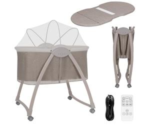 lionelo Gaya Cuna Eléctrica para Bebé, Balanceo Automático Lateral | Mando a Distancia y Panel Táctil, Colchón Cómodo, Melodías Ruido Blanco Vibración, Diseño Plegable, Ruedas con Frenos