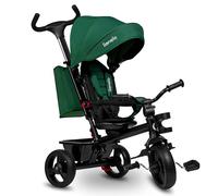 LIONELO Haari Triciclo Evolutivo para Niños, Bicicleta Bebe 4 en 1, Menores hasta 25 kg, 1,5-5 años, Carrito Cesta espaciosa, Bolsa y portavasos, Cinturones de 3 Puntos, Toldo Grün