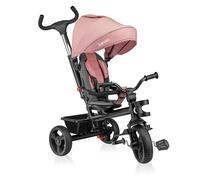 LIONELO Haari Triciclo Evolutivo para Niños, Bicicleta Bebe 4 en 1, Menores hasta 25 kg, 1,5-5 años, Carrito Cesta espaciosa, Bolsa y portavasos, Cinturones de 3 Puntos, Toldo Rosa