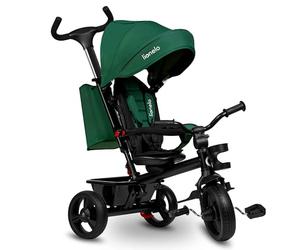 LIONELO Haari Triciclo Evolutivo para Niños, Bicicleta Bebe 4 en 1, Menores hasta 25 kg, 1,5-5 años, Carrito Cesta espaciosa, Bolsa y portavasos, Cinturones de 3 Puntos, Toldo Grün