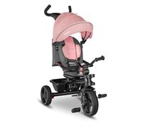 Lionelo Haari Triciclo Evolutivo Plegable, Asiento 360°, hasta 25 kg | De 18 meses a 5 años, barra parental regulable, rueda libre, arnés de 3 puntos, cesta, bolsa y portavasos, Rosa chicle