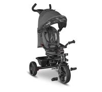 Lionelo Haari Triciclo Evolutivo Plegable, Asiento 360°, hasta 25 kg, Gris | Bicicleta infantil de 18 meses a 5 años, barra parental regulable, rueda libre, arnés de 3 puntos, cesta, bolsa y portavasos