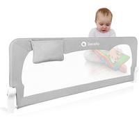 lionelo HANNA - Barrera de seguridad universal extra alta para niños pequeños, plegable 180° con ajuste de inclinación, tela de malla, correas de seguridad, bloqueo seguro, bolsillo, fácil de instalar