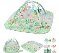 Lionelo Inga Multicolor Gimnasio Bebe y Alfombra Bebe con Arcos, Tapete Actividades Bebe con 7 Juguetes Desmontables, Acolchada Plegable, Mordedor, Alfombra Acolchada para el Gateo