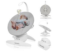 LIONELO Iris Hamaca Mecedora Eléctrica Giratoria 360º para Bebés de hasta 9 kg con Ajuste del Respaldo, 5 Velocidades de Balanceo, Cinturones de Seguridad Antideslizante
