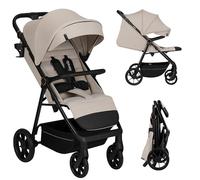 LIONELO IVA Silla Paseo Ligera Hasta 22 kg de 6 m a 4 años Ruedas Giratorias 360° Suspensión Total Ajuste del Manillar Respaldo y Reposapiés y Capota XXL UPF50+ Tejido Premium