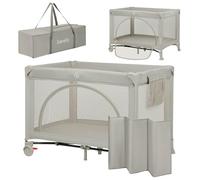 Lionelo Cuna de viaje Laura 2 en 1 0–36 meses hasta 15 kg, colchón T25, ruedas con freno