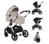 Lionelo Layla Carrito de Bebe 3 en 1 (0-4 Años, 0-22 Kg) Sistema de Viaje con Silla de Coche, Capazo y Silla, Posición Reclinable, Suspensión, Ruedas PU, Capota UPF50+