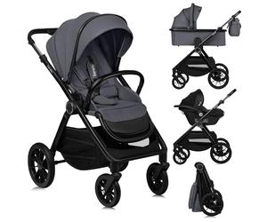 Lionelo Layla Carrito de Bebe 3 en 1 (0-4 Años, 0-22 Kg) Sistema de Viaje con Silla de Coche, Capazo y Silla, Posición Reclinable, Suspensión, Ruedas PU, Capota UPF50+