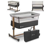 lionelo Leonie Cuna Bebe función de balanceo 5-Niveles de regulación de Altura Posibilidad de Colocar a un ángulo colchón 2 Ruedas Bolsa de Transporte (Gris)