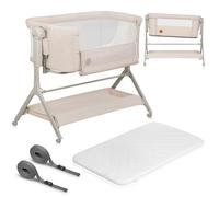 lionelo Leonie Plus 3 en 1 Cama de bebé Independiente hasta 9 kg, Cama supletoria y Cuna, Ajuste de Altura, Panel Lateral con ventilación, Panel Lateral Desmontable, Ruedas con Freno, Cesta Grande