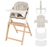 Lionelo Megan Trona Evolutiva de Madera para Bebé, 6 Meses hasta 110 kg | Reposapiés regulable, arnés 5 puntos, cojín de asiento, bandeja con silicona, asiento regulable, fácil de limpiar, Blanco