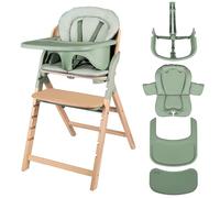 LIONELO Megan - Trona evolutiva de madera para bebé, crece con el niño desde 6 meses hasta 110 kg, reposapiés regulable, arnés 5 puntos, cojín lavable, fácil de limpiar