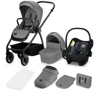 LIONELO MERIL 3 en 1 Cochecito de Bebé Multiusos 0-48 Meses Hasta 22 kg, Capazo hasta 9 kg, Silla de Coche Hasta 13 kg, Ruedas Todoterreno 360°, Suepensión Total, Capota XXL UPF50+ (Grey)