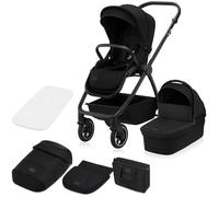 LIONELO MERIL Silla paseo bebe 2 en 1 0-48 meses Hasta 22 kg, Capazo XXL Hasta 9 kg, Ruedas grandes Todoterreno 360°, Respaldo Ajustable Posición Acostada Suspensión Total Capota XXL (Black)