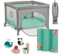 LIONELO MILLE - Cuna de viaje y parque infantil 2 en 1, 100 x 100 cm hasta 15 kg, 0-36 meses, entrada lateral con cremallera, cama de viaje infantil con colchón, ruedas con freno, fácil plegado