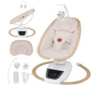 Lionelo OLIVIA - Balancín eléctrico para bebé de hasta 9 kg, reclinación natural, 4 velocidades, asiento ergonómico, 13 melodías, 2 juguetes, mando a distancia