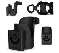 LIONELO Ove Soporte para Carrito 2 en 1, portavasos, Organizador Carrito Bebe, Soporte para móvil, Universal: se Adapta a la mayoría de Las Botellas y móviles, Sistema de Montaje de 360 °