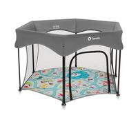 LIONELO Parque Infantil Bebe Roel Plus hasta 15 kg, 6-36 meses Entrada lateral con Cremallera, Laterales de Malla Transpirable, Bolsa de Transporte, Seguridad LockGuard, Fácil Plegado