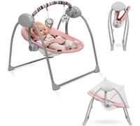 LIONELO Ruben Columpio-hamaca para bebé Niño hasta 9 kg Regulación del respaldo en 2 niveles 5 Velocidades de balanceo (Pink) (Pink) (Pink) (Pink)
