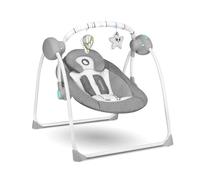 LIONELO Ruben Columpio-Hamaca para bebé Niño hasta 9 kg Regulación del Respaldo en 2 Niveles 5 Velocidades de balanceo 12 Melodías Timer Gris y Turquesa