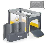 lionelo Stefi Cuna de Viaje para Bebé Apertura Lateral, Colchoneta 120x60 cm, Sistema LockGuard, Lados de Malla Transpirable, Bolsa de Transporte Incluida