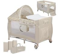 lionelo Sven Plus 2en1 Cuna de Viaje y Parque de bebés 0-36M para niños hasta 15 kg Función de Cambiador Mosquitero Apertura Lateral con Cremallera Ajuste de Altura Gris y Turquesa (Beige Latte)