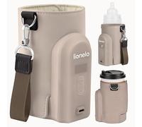 LIONELO Thermup Go Evo Calientabiberones Portátil Para Bebé, Mantiene los Líquidos Calientes, 5 Temperaturas de Funcionamiento de 38 a 50 oC, hasta 9 horas de Funcionamiento Pantalla LCD (Beige topo)