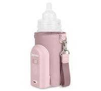 LIONELO Thermup Go Evo Calientabiberones Portátil Para Bebé, Mantiene los Líquidos Calientes, 5 Temperaturas de Funcionamiento de 38 a 50 oC, hasta 9 horas de Funcionamiento Pantalla LCD (Niebla rosa)