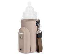 LIONELO Thermup Go Evo Calientabiberones Portátil Para Bebé, Mantiene los Líquidos Calientes, 5 Temperaturas de Funcionamiento de 38 a 50 oC, hasta 9 horas de Funcionamiento Pantalla LCD (Beige topo)