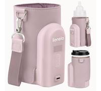 LIONELO Thermup Go Evo Calientabiberones Portátil Para Bebé, Mantiene los Líquidos Calientes, 5 Temperaturas de Funcionamiento de 38 a 50 oC, hasta 9 horas de Funcionamiento Pantalla LCD (Niebla rosa)