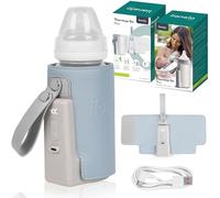 LIONELO Thermup Go Plus Calientabiberones Portátil, Mantiene los Líquidos Calientes, 5 Temperaturas de Funcionamiento de 38 a 50 C, Carga USB, 8h de Funcionamiento Pantalla LCD Silenciosa