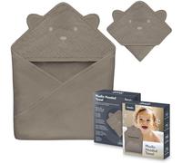 lionelo Toalla DE Muselina con Capucha Toalla de Baño con Capucha para Bebé de Muselina 80x80 cm Toalla de Baño Suave Transpirable para Bebé Tejido Natural 6 Colores (Cappuccino)