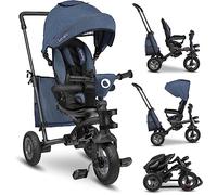 LIONELO Tris Bicicleta 2 en 1 Niño hasta 25 kg 12-60M Triciclo y Carrito- Bicicleta Cinturones de 3 Puntos con Fundas Regulación Gradual del Respaldo de 3 Niveles Gris Oscuro … (Azul)