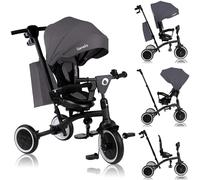 LIONELO Tris Plus Bicicleta de Paseo Triciclo Multifunción de 9 Meses a 25 kg, Carrito Bebé, Ruedas Grandes PU Asiento Giratorio 360° Respaldo Ajustable Montaje sin Herramientas