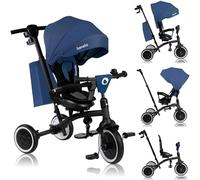 LIONELO Tris Plus Bicicleta de Paseo Triciclo Multifunción de 9 Meses a 25 kg, Carrito Bebé, Ruedas Grandes PU Asiento Giratorio 360° Respaldo Ajustable Montaje sin Herramientas