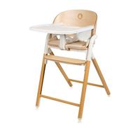 LIONELO Trona de madera Celia, crece con el bebé de 6 meses a 90 kg, reposapiés ajustable, cinturones de seguridad de 5 puntos, cojín para asiento, limpieza fácil