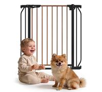 Lionelo Truus Slim Barrera Seguridad para Niños en Escalera, Negro Natural | 75-105 cm, Barrera para Perros, sin Taladrar, Cierre Automático, AutoStop, Doble Bloqueo y Apertura en Ambos Sentidos