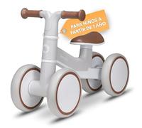 lionelo VILLY Bicicleta de Equilibrio Ligera, Correpasillos para bebés 4 Ruedas de 1 a 3 años (hasta 30 kg), Amortiguación Delantera, Asiento ergonómico, Regalo para niñas y niños (Beige)