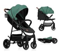 LIONELO Zoey silla de paseo hasta 15 kg regulación del respaldo de 3-posiciones capota XXL con filtro solar ruedas de espuma EVA plegado mosquitero portavasos (Verde)