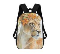 Lioness with Flowers Watercolor Painting Mochilas Infantiles Impresas En 3D, Mochilas De Moda Informales, Mochilas De Viaje Bonitas, Mochilas Informales Para Exteriores Para Niños Y Niñas 17inch