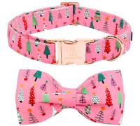 Lionheart glory Collar con lazo para perro, árbol de Navidad, collar de perro rosa para perros pequeños, ajustable, suave, resistente, collares para niñas con corbatín, collar para mascotas, bonitos