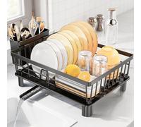 LIONONLY Escurridor de Platos,Escurreplatos de Acero Inoxidable,Estante de Secado de Platos con Bandejas de Goteo,Portautensilios und Boca de Vaciado Giratoria,Escurreplatos con Drenaje Automático