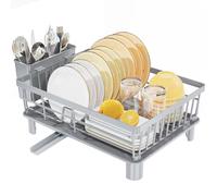 LIONONLY Escurridor de Platos,Escurreplatos de Acero Inoxidable,Estante de Secado de Platos con Bandejas de Goteo,Portautensilios und Boca de Vaciado Giratoria,Escurreplatos con Drenaje Automático