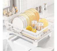 LIONONLY Escurridor de Platos,Escurreplatos de Acero Inoxidable,Estante de Secado de Platos con Bandejas de Goteo,Portautensilios und Boca de Vaciado Giratoria,Escurreplatos con Drenaje Automático